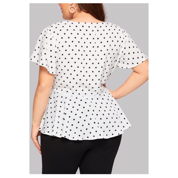 ➕Polka Dot Peplum Top - Picture 2 of 7